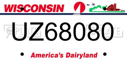 UZ68080 Wisconsin License Plate