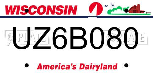 UZ6B080 Wisconsin License Plate