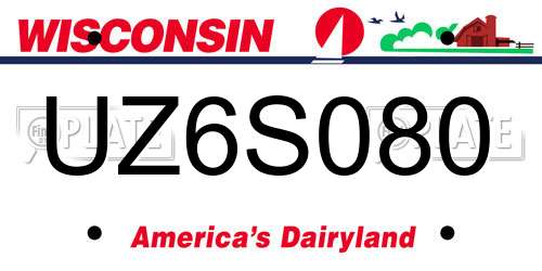 UZ6S080 Wisconsin License Plate