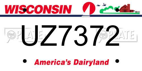 UZ7372 Wisconsin License Plate