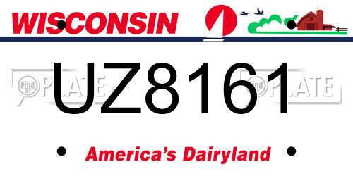 UZ8161 Wisconsin License Plate