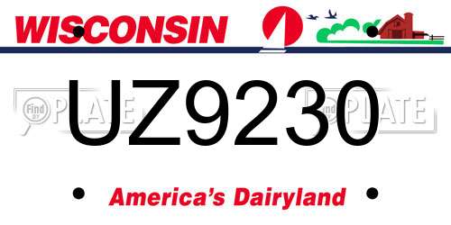 UZ9230 Wisconsin License Plate