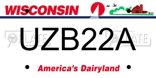 UZB22A Wisconsin License Plate