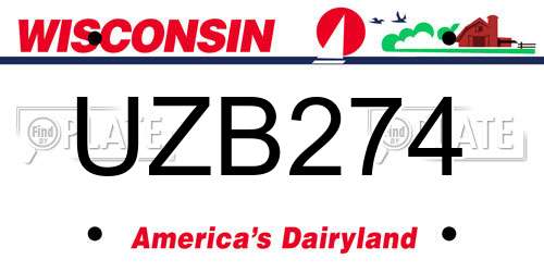 UZB274 Wisconsin License Plate