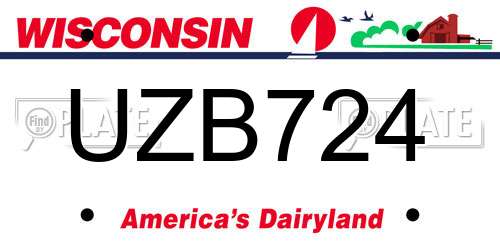 UZB724 Wisconsin License Plate