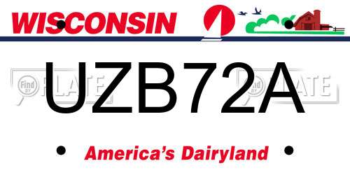 UZB72A Wisconsin License Plate