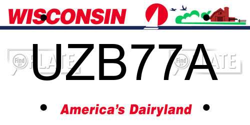UZB77A Wisconsin License Plate