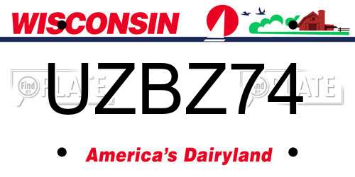 UZBZ74 Wisconsin License Plate