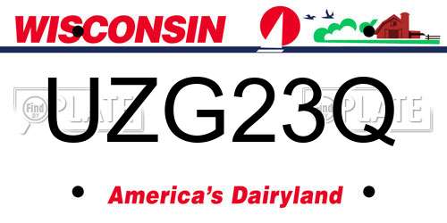 UZG23Q Wisconsin License Plate