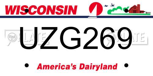 UZG269 Wisconsin License Plate