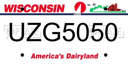 UZG5050 Wisconsin License Plate
