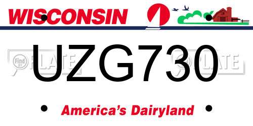 UZG730 Wisconsin License Plate