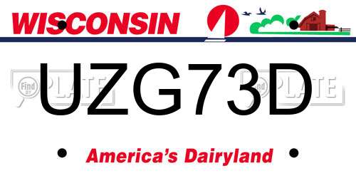 UZG73D Wisconsin License Plate