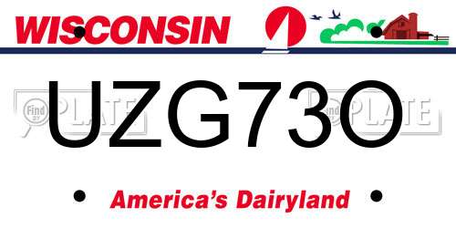 UZG73O Wisconsin License Plate