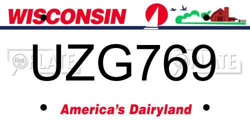 UZG769 Wisconsin License Plate