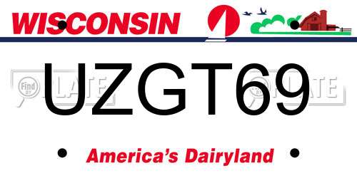 UZGT69 Wisconsin License Plate