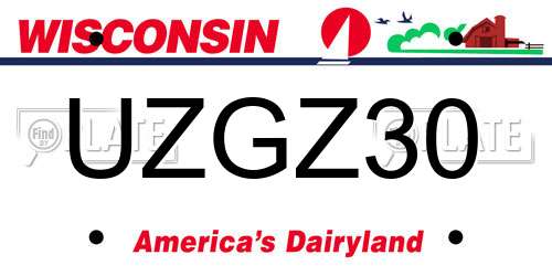 UZGZ30 Wisconsin License Plate