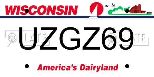 UZGZ69 Wisconsin License Plate