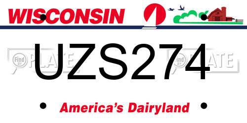 UZS274 Wisconsin License Plate