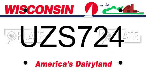 UZS724 Wisconsin License Plate
