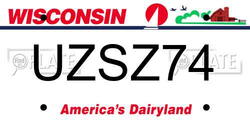 UZSZ74 Wisconsin License Plate