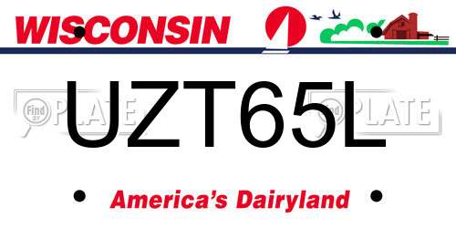 UZT65L Wisconsin License Plate
