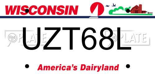 UZT68L Wisconsin License Plate