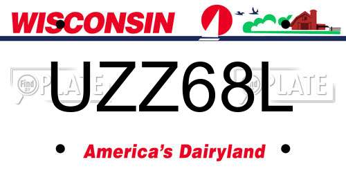 UZZ68L Wisconsin License Plate