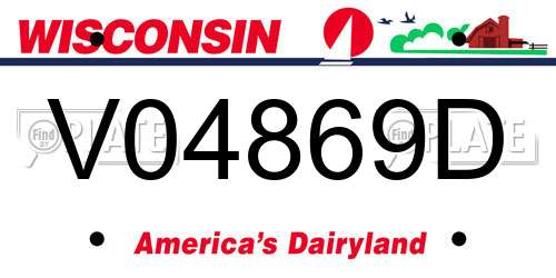 V04869D Wisconsin License Plate
