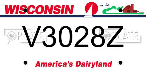 V3028Z Wisconsin License Plate