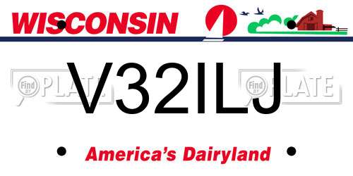 V32ILJ Wisconsin License Plate