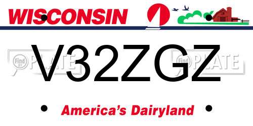 V32ZGZ Wisconsin License Plate