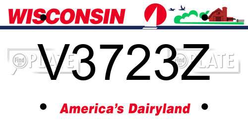 V3723Z Wisconsin License Plate