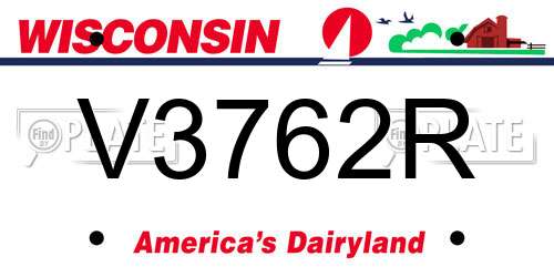 V3762R Wisconsin License Plate