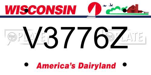 V3776Z Wisconsin License Plate