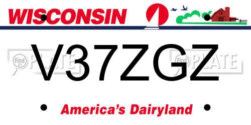 V37ZGZ Wisconsin License Plate