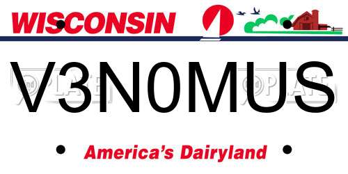 V3N0MUS Wisconsin License Plate
