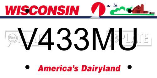 V433MU Wisconsin License Plate