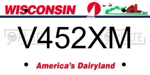 V452XM Wisconsin License Plate