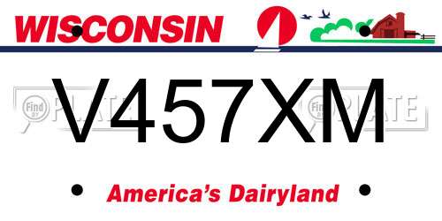 V457XM Wisconsin License Plate