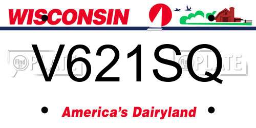 V621SQ Wisconsin License Plate