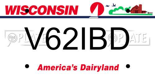 V62IBD Wisconsin License Plate