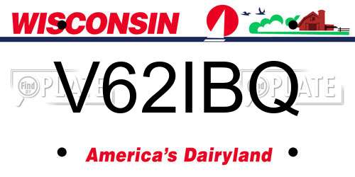 V62IBQ Wisconsin License Plate