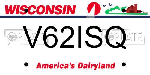 V62ISQ Wisconsin License Plate