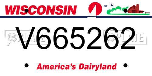 V665262 Wisconsin License Plate