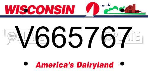 V665767 Wisconsin License Plate