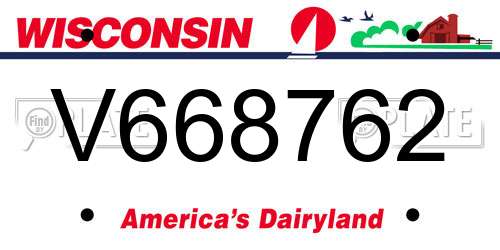 V668762 Wisconsin License Plate