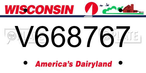 V668767 Wisconsin License Plate