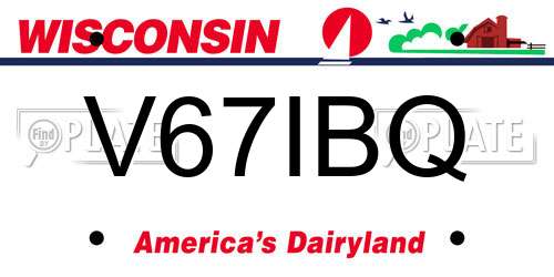V67IBQ Wisconsin License Plate