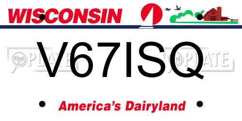 V67ISQ Wisconsin License Plate